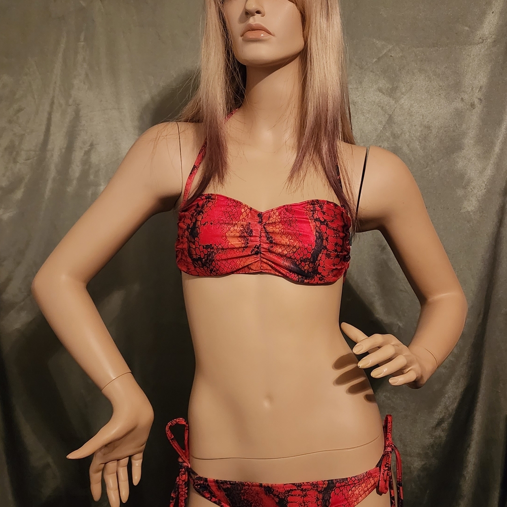 Red and Black Bikini Set